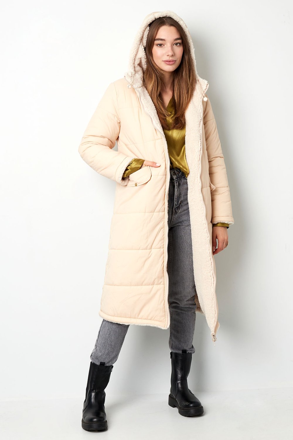 Nylon long coat - Brown - S h5Picture3